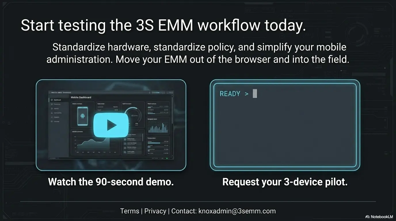 Start testing the 3S EMM workflow today with demo and pricing prompts